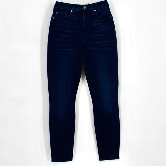 7 For All Mankind Gwenevere Skinny Ankle Jeans Size 27 Waist in Dark Blue NEW
